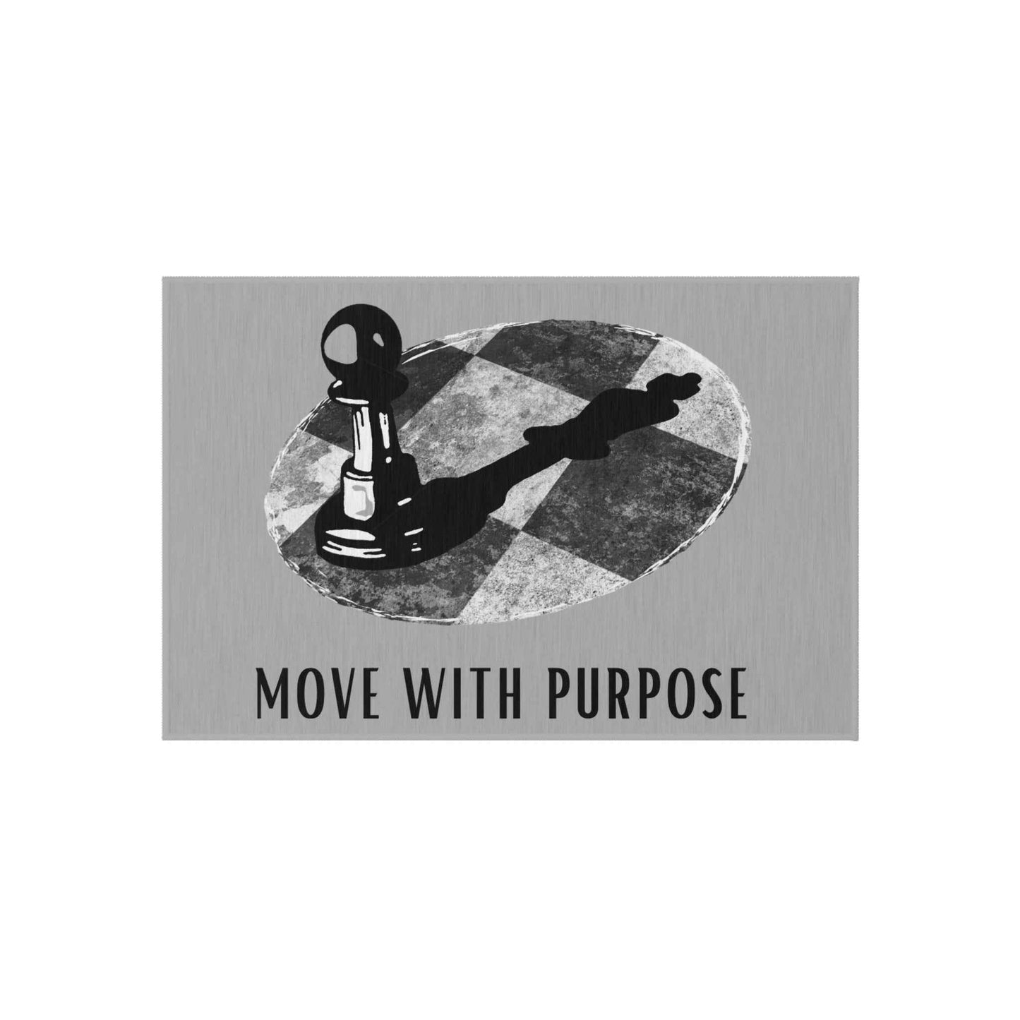 Outdoor Rug — "Move With Purpose" Chess Pawn Motivational Doormat