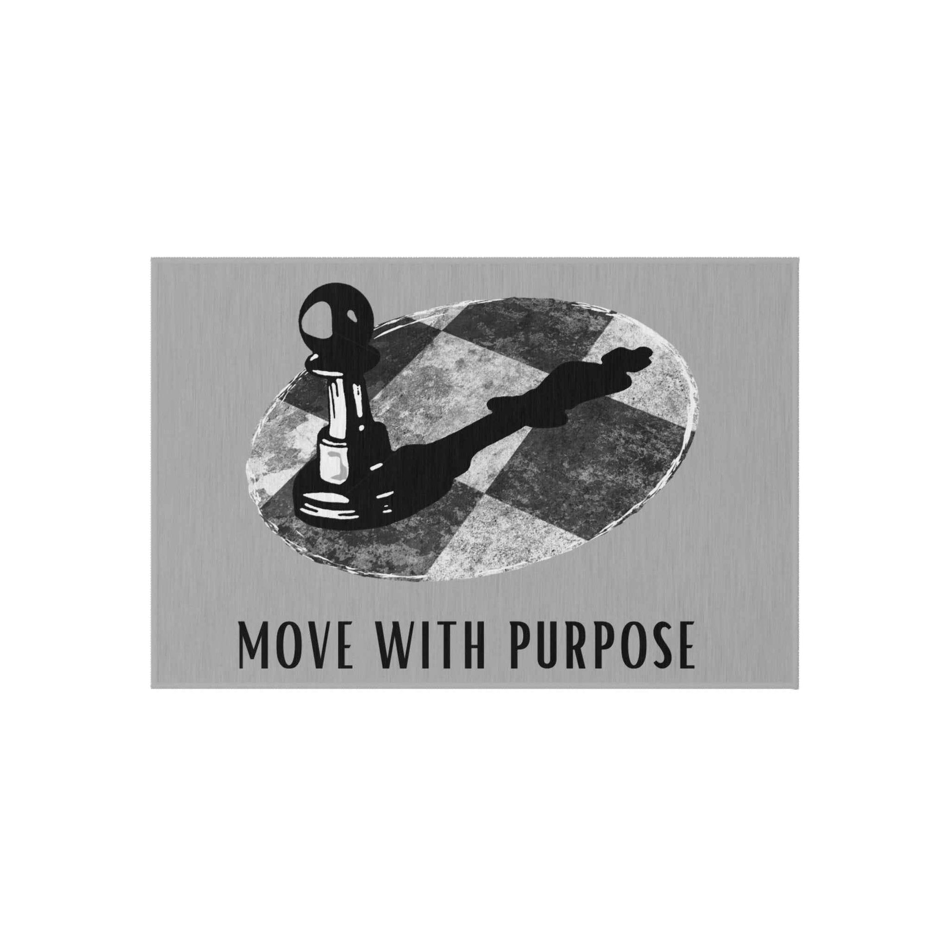 Outdoor Rug — "Move With Purpose" Chess Pawn Motivational Doormat