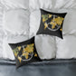 World Map Peace Sign Throw Pillow — Gold & Black Travel Decorative Pillow