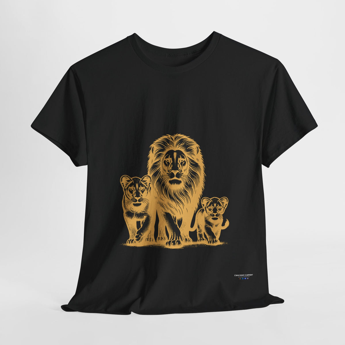 Pride of the Jungle Unisex Heavy Cotton Tee - Lion Family Design - Conscience Garment