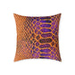 Snake Skin Pattern Square Pillow — Orange & Purple Decorative Throw Cushion