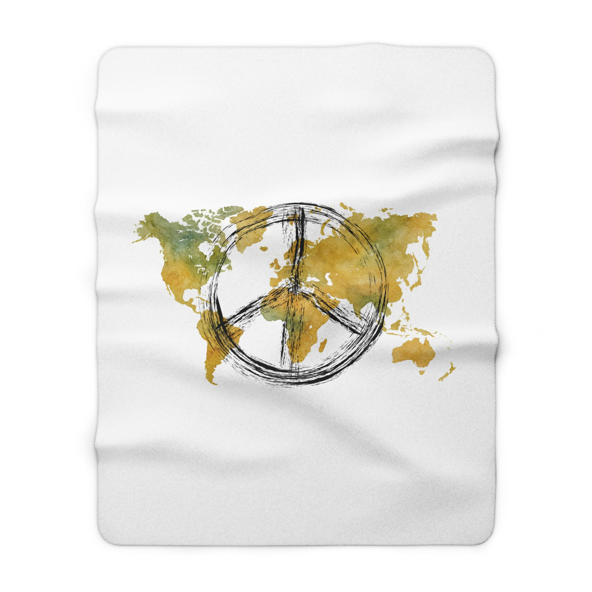 Peace World Map Sherpa Blanket — Cozy Travel-Inspired Throw