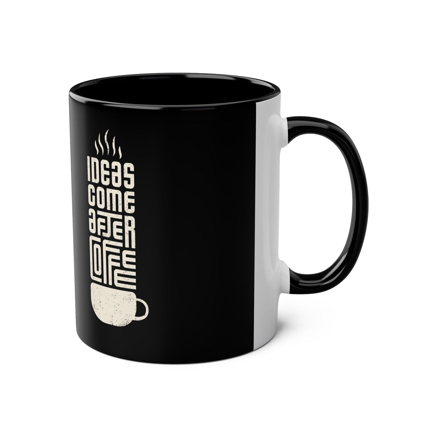 Inspirational Coffee Mug - IDEAS COME AFTER COFFEE, 11oz Two-Tone Mug - Conscience Garment