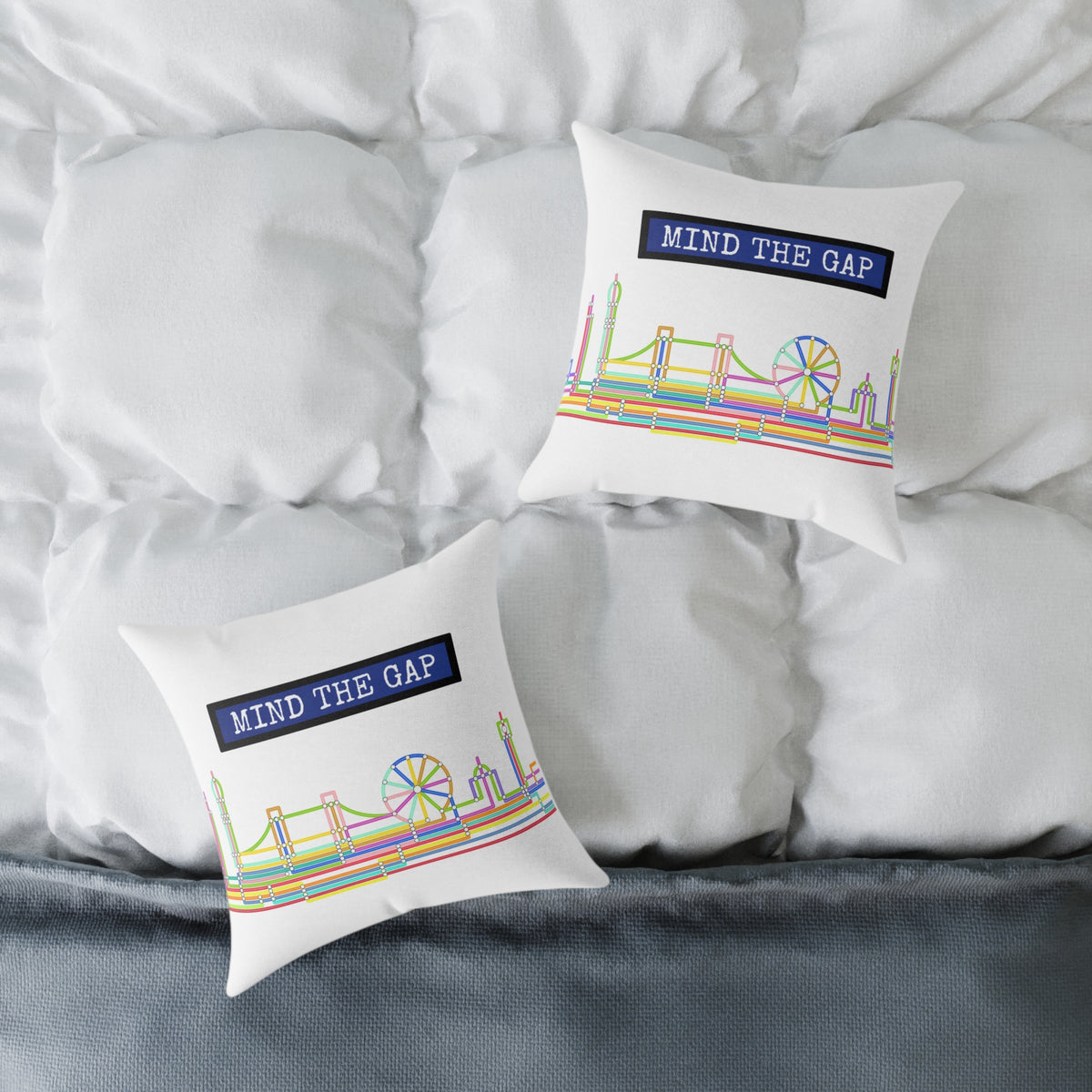 Mind The Gap London Skyline Throw Pillow