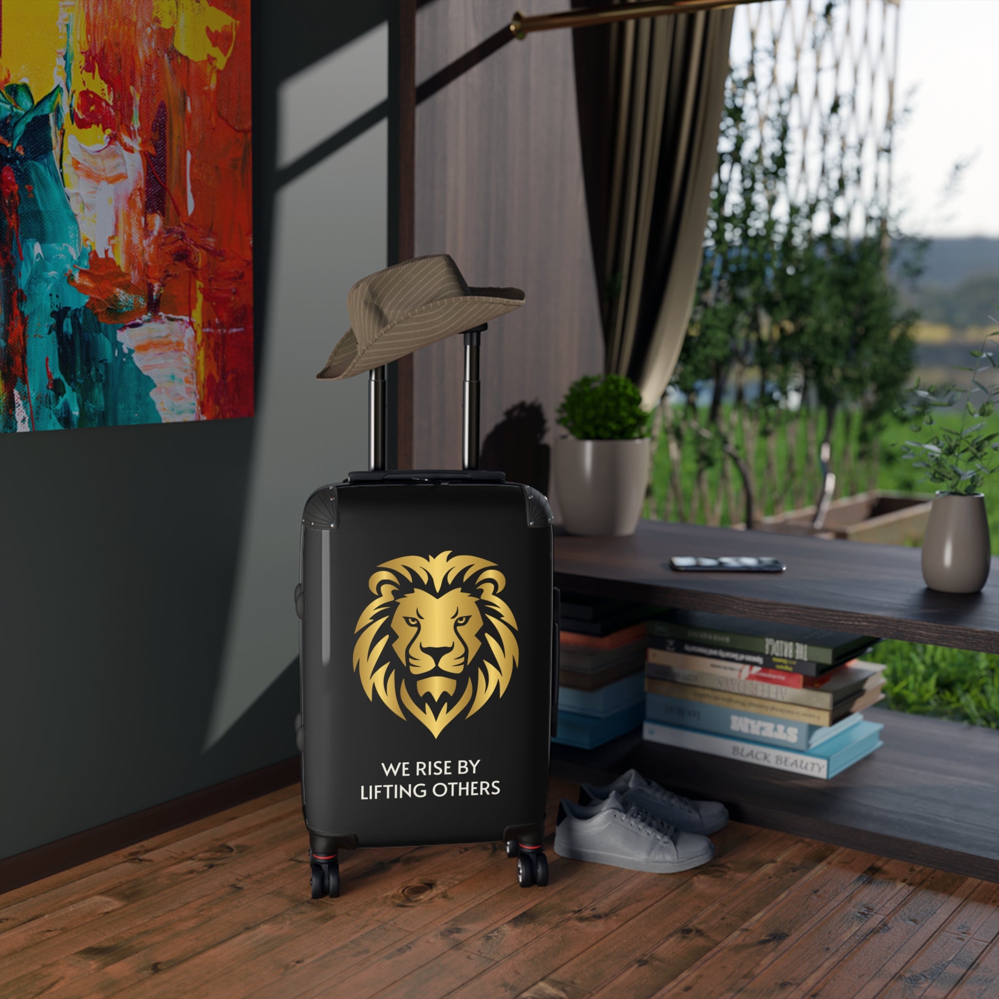 Lion Crest Suitcase – Gold Lion Travel Luggage