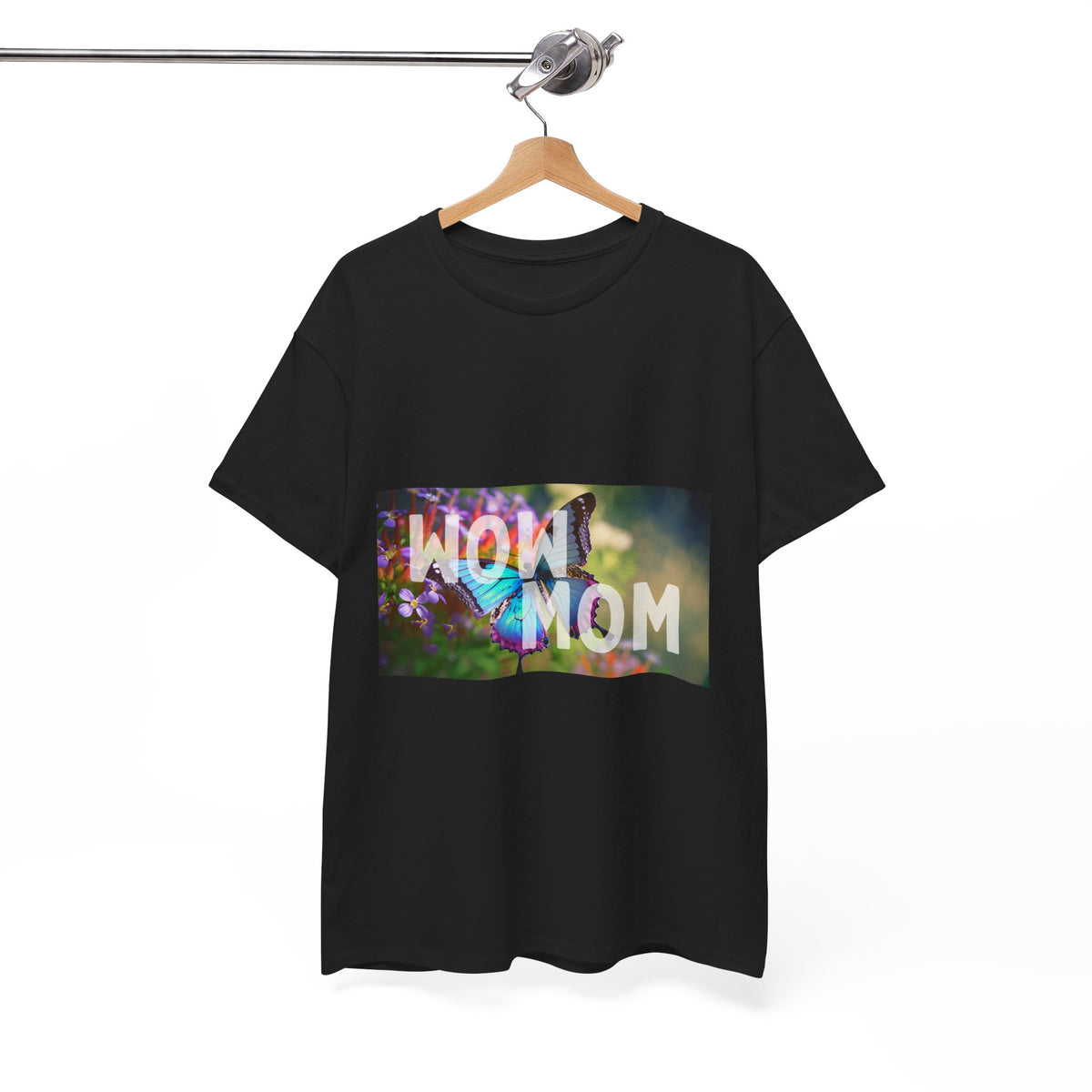 Wow Mom T-Shirt — Floral Butterfly 'WOW MOM' Graphic Tee for Mother's Day - Conscience Garment