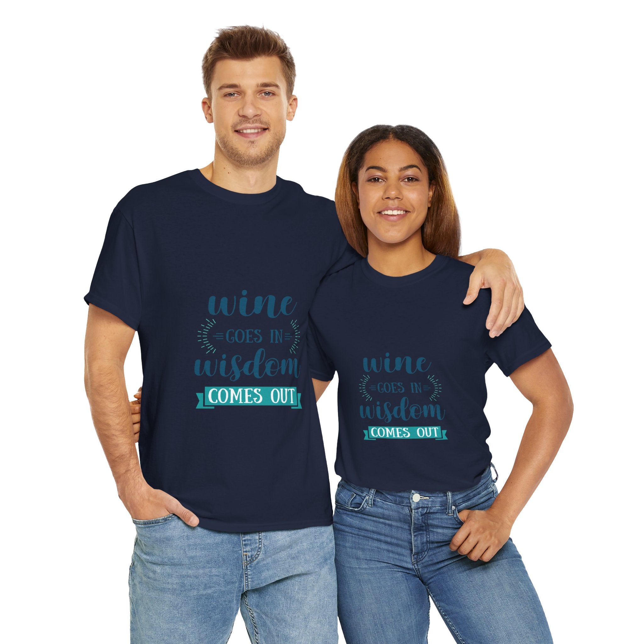 Wine Goes In Wisdom Comes Out Unisex Heavy Cotton Tee, Funny Wine T-Shirt, Gift for Wine Lovers, Casual Wear, Party Shirt