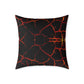 Lava Crackle Square Pillow — Fiery Red Black Decorative Throw Pillow