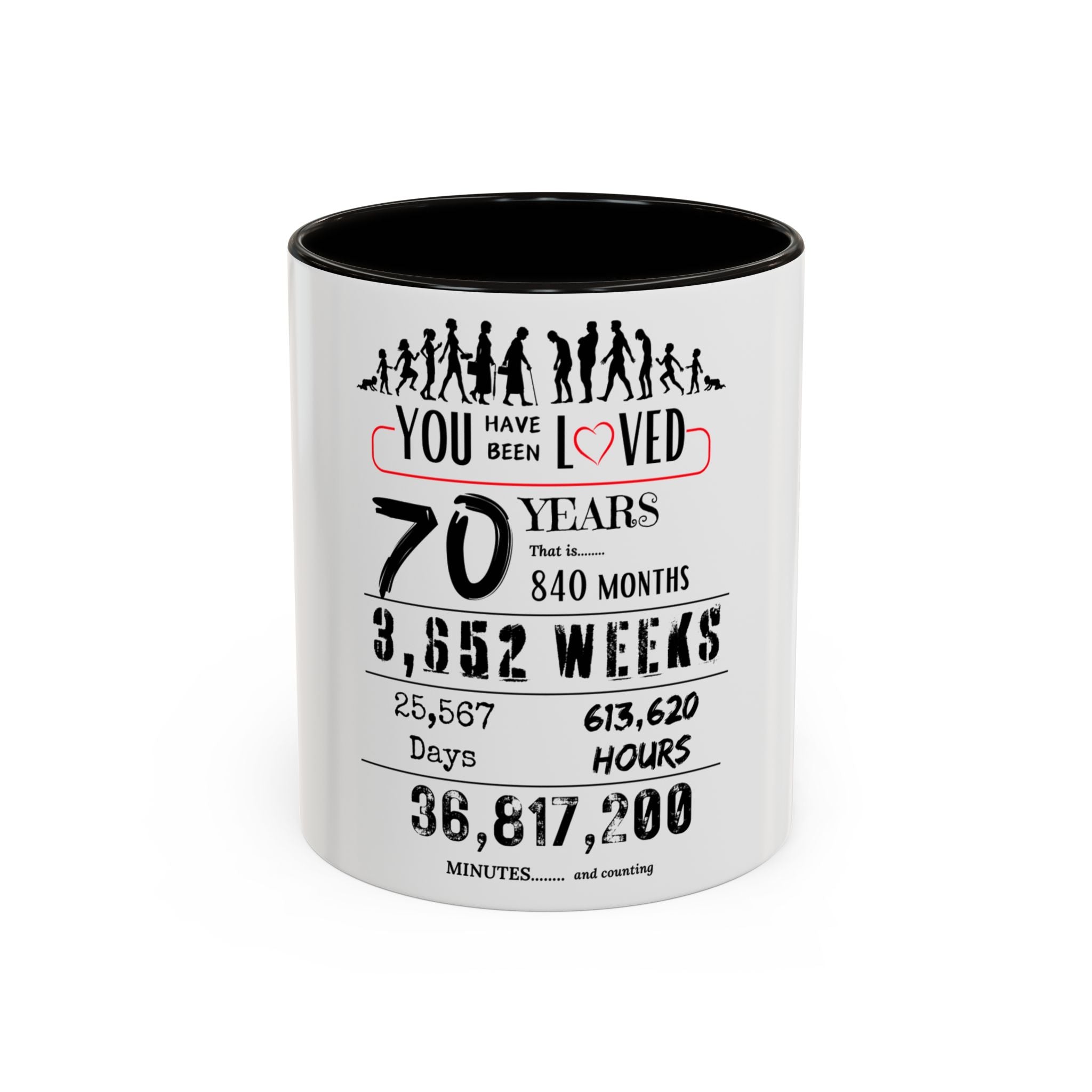 70th Birthday Two-Tone Coffee Mug, 11oz (US)