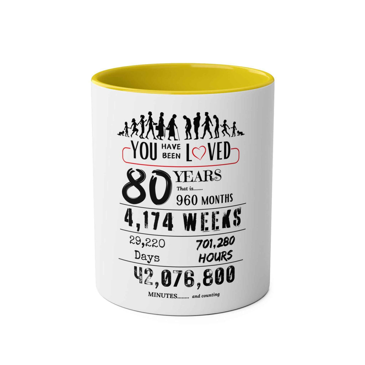 80th Birthday Two-Tone Coffee Mug, 11oz