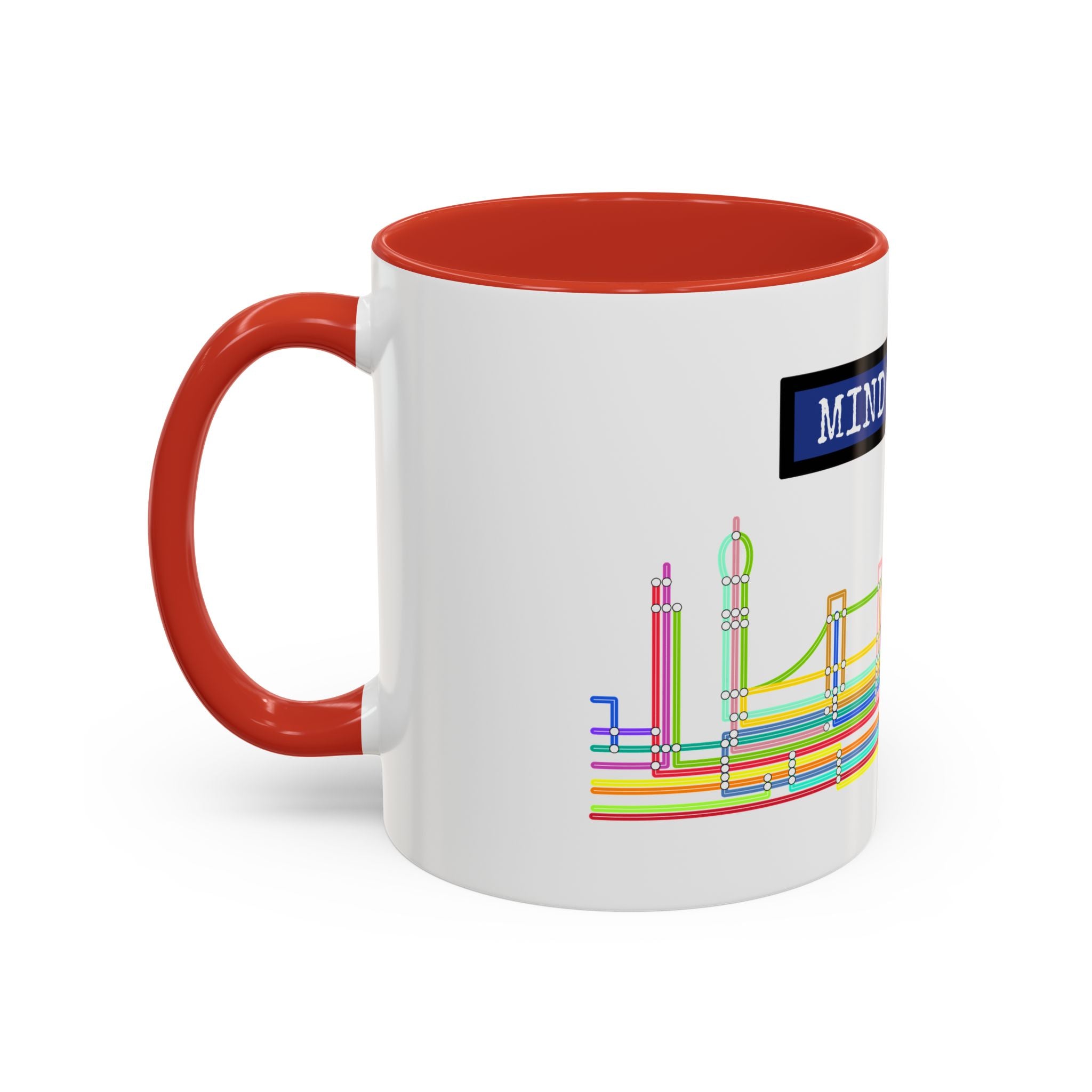 Mind the Gap Coffee Mug — Colorful City Skyline Accent Mug (11/15oz)
