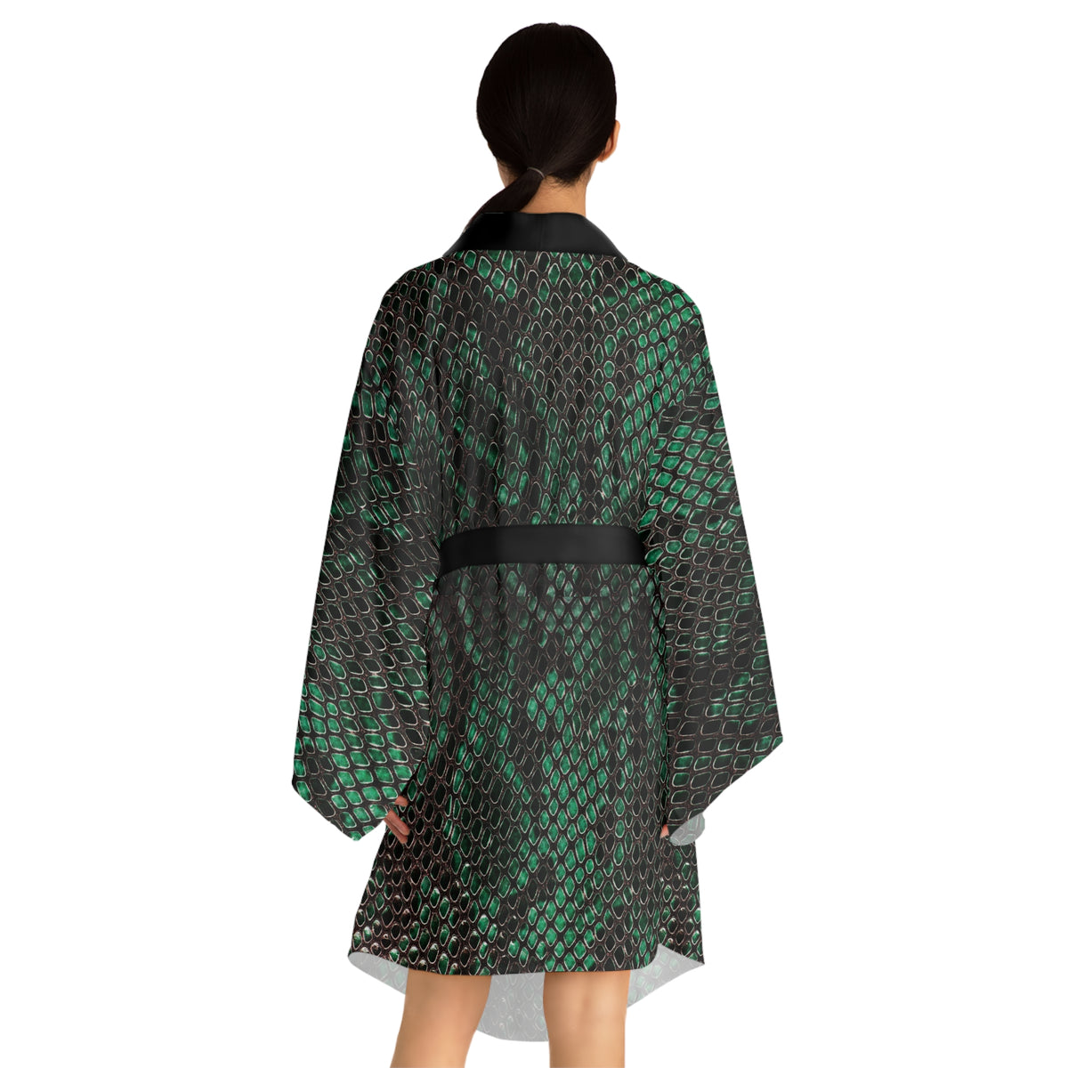 Green Snake Skin Kimono Robe – Long Sleeve - Gift