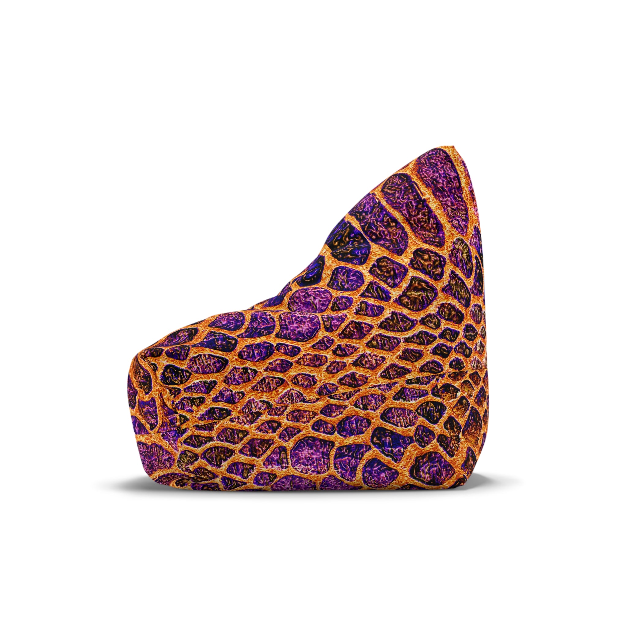 Snake Skin Print Bean Bag Cover — Vibrant Purple & Orange Accent Lounge