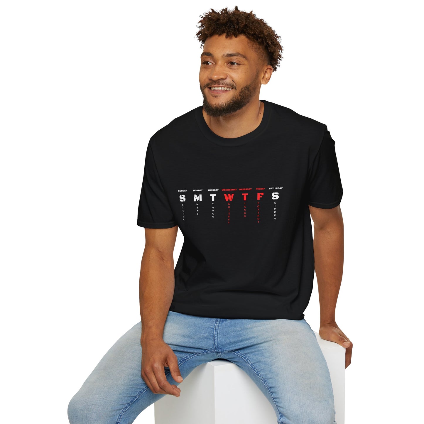Weekday Calendar T‑Shirt — Minimal SMTWTFS Design (Highlight Wednesday)
