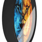 Lion Face Wall Clock — Blue & Orange Dual-Tone Lion Art Clock