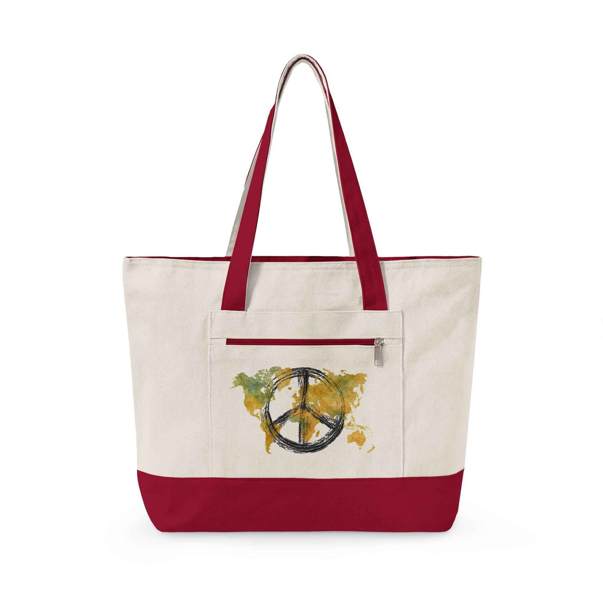 Canvas Tote Bag World Peace - World Map Watercolor Print