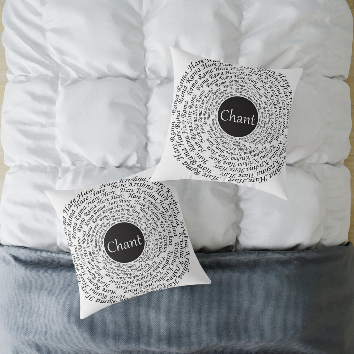 Hare Krishna chant Meditation Square Pillow — Spiritual Mantra Decorative Cushion