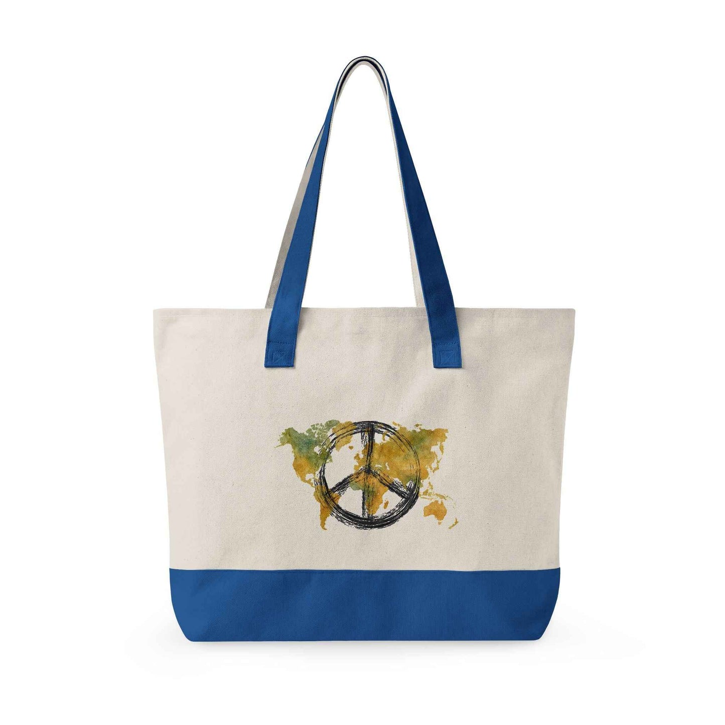 Canvas Tote Bag World Peace - World Map Watercolor Print