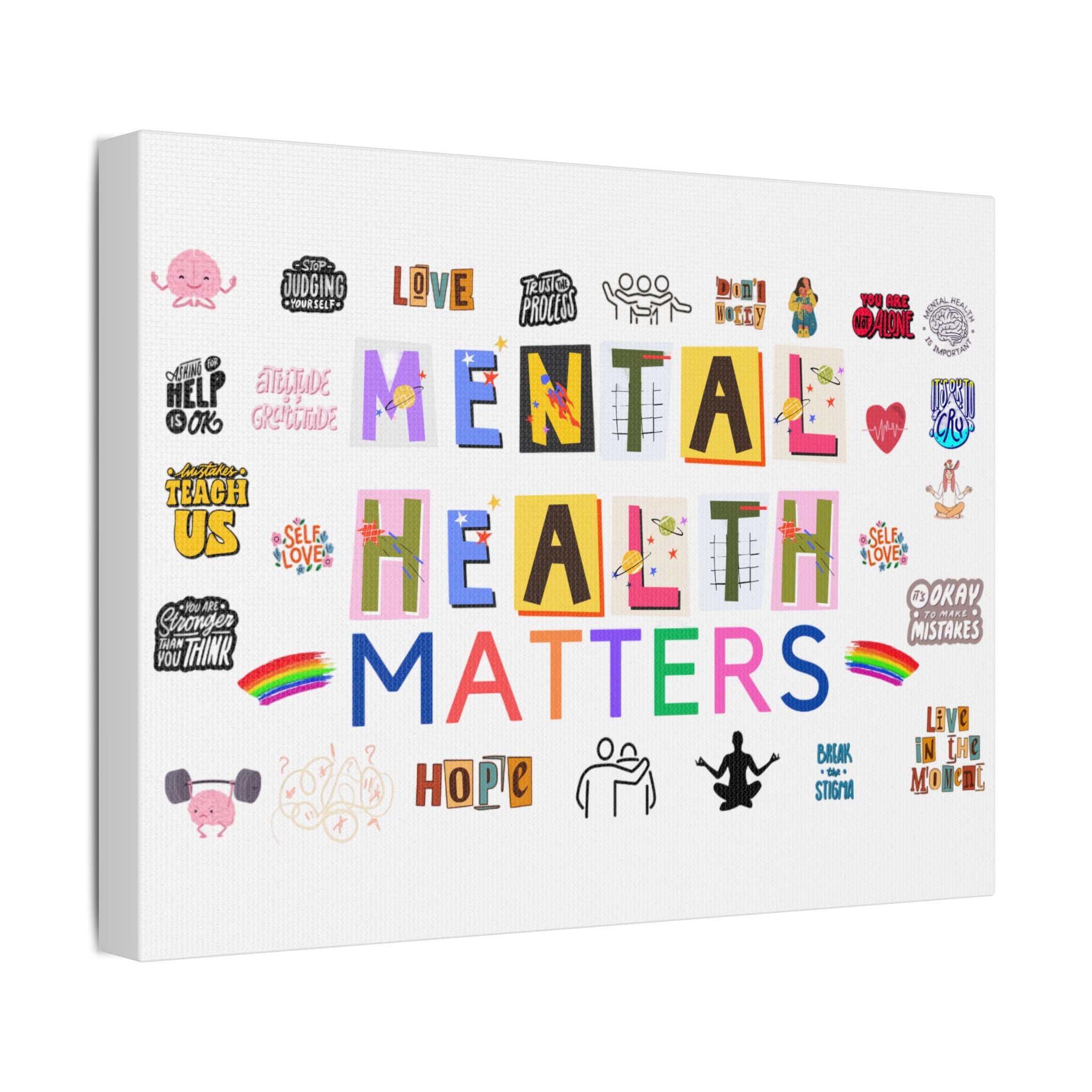 Mental Health Matters Canvas, Stretched, Gift, Office, Mindfulness, Motivational, Inspirational, Coffee, Tea, Positive, Mindset