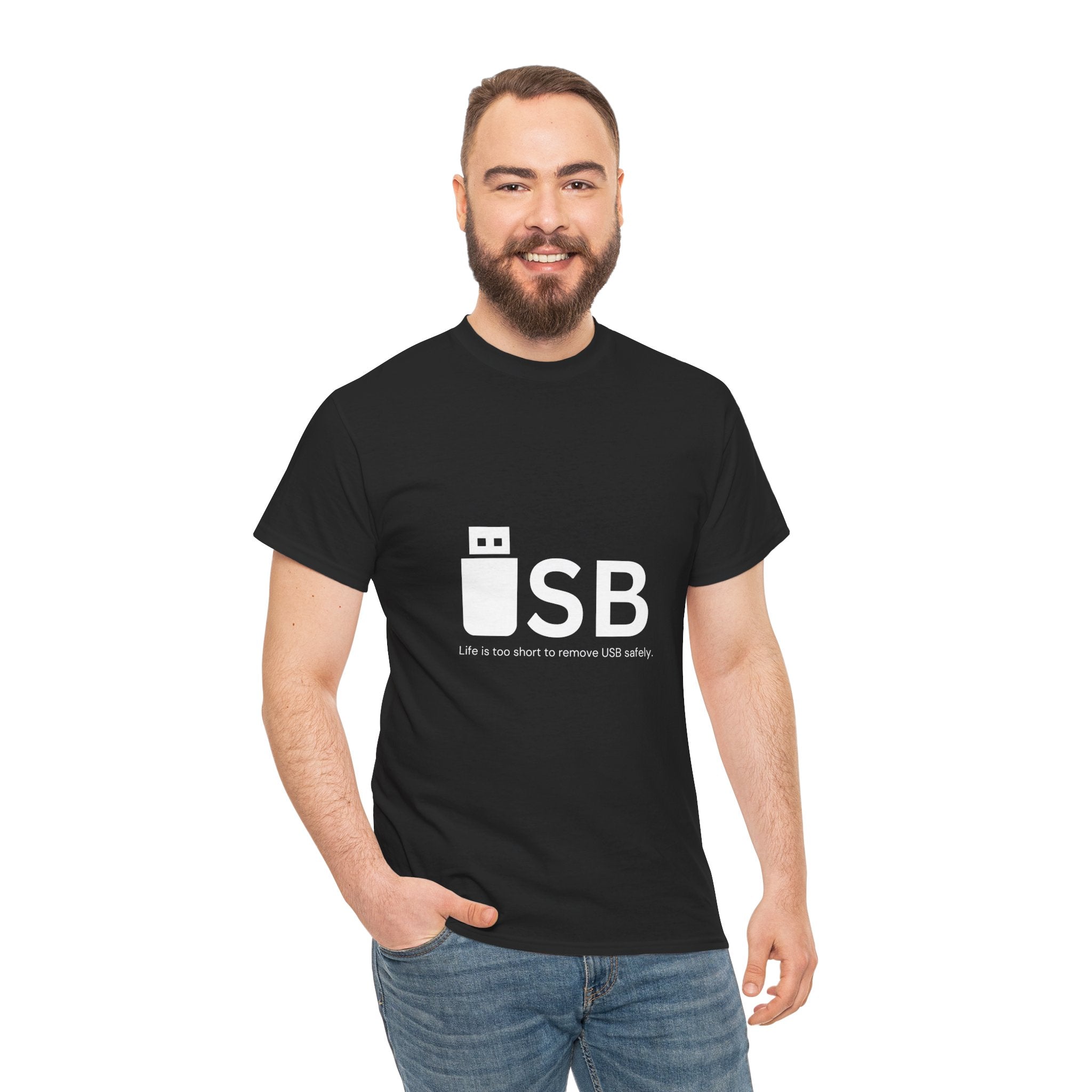 USB Life Short Unisex Tee, Funny Tech Gift, Programmer Shirt, Geek Humor Tee, Casual Everyday Wear, Unique Gift for Men and Women