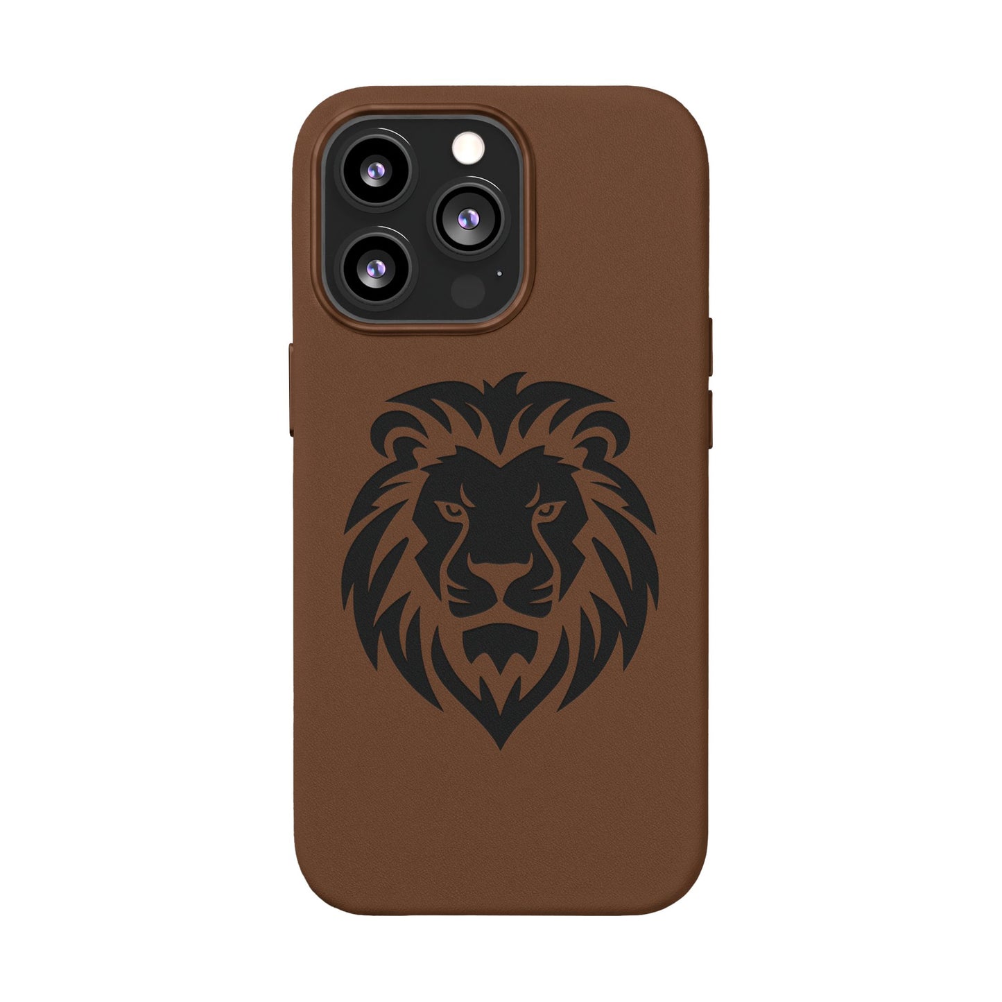 Engraved PU Leather Phone Case — Embossed Lion Design