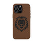 Engraved PU Leather Phone Case — Embossed Lion Design