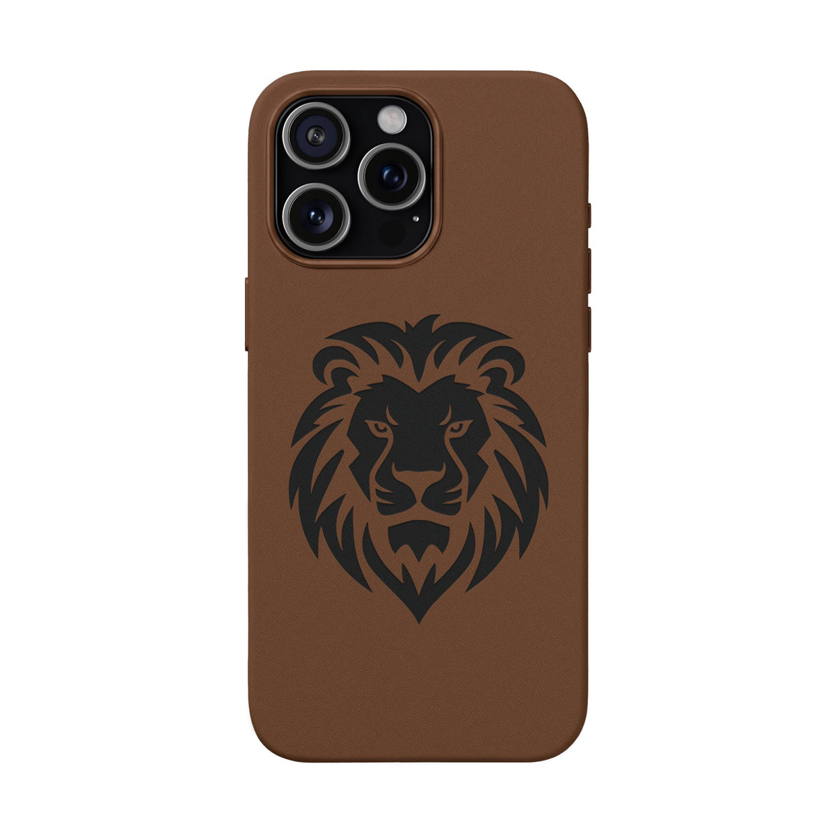 Engraved PU Leather Phone Case — Embossed Lion Design