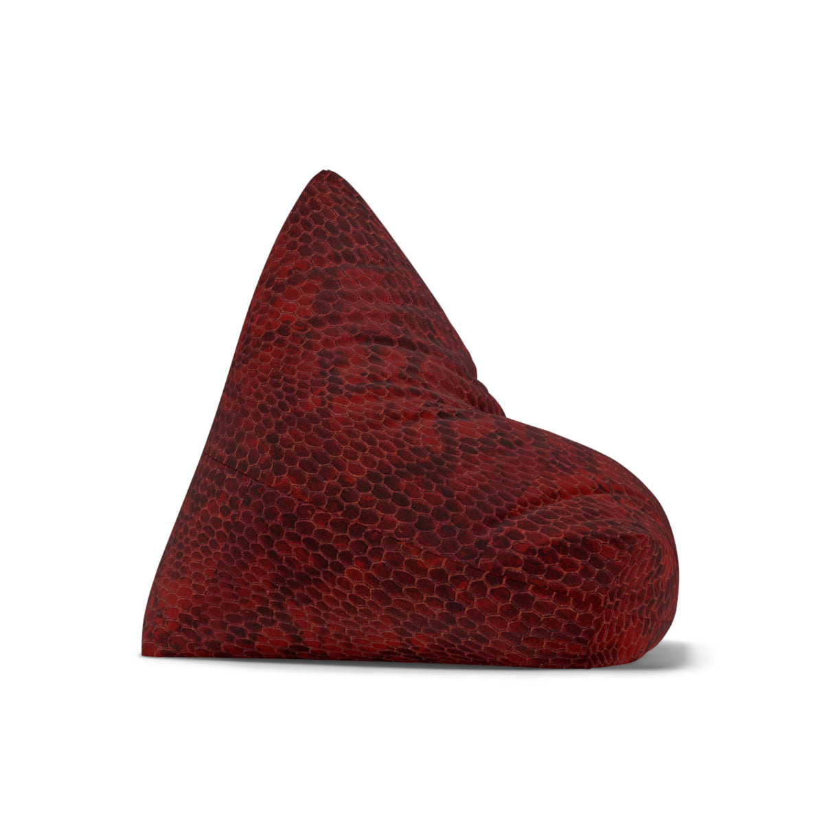 Red textured bean bag chair on a white background