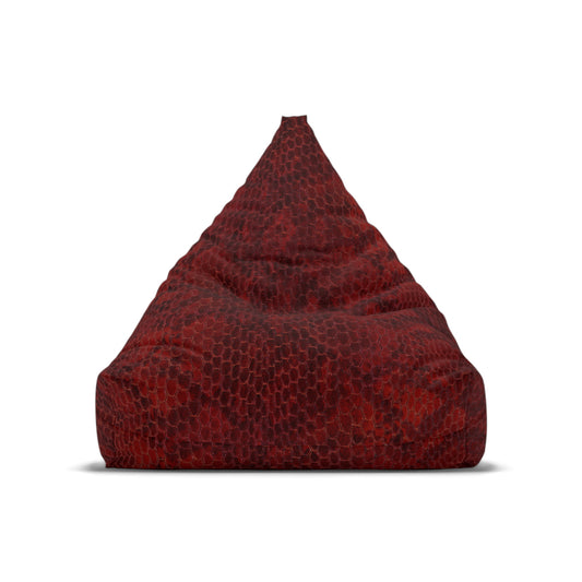 Red bean bag chair with a textured pattern on a white background