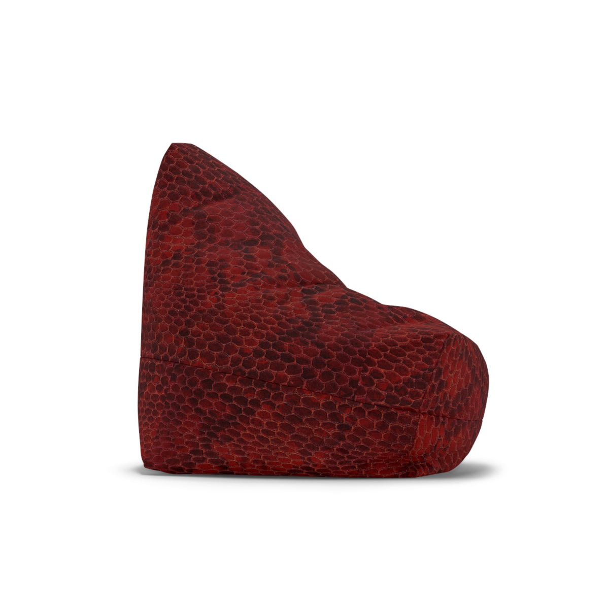 Colorful geometric patterned wedge-shaped bean bag chair on a white background