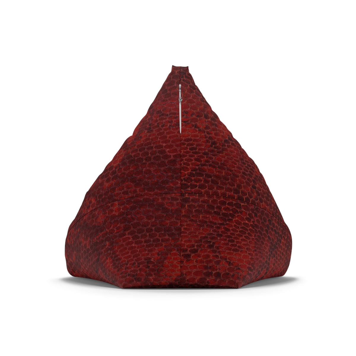 Red bean bag chair with a textured pattern on a white background
