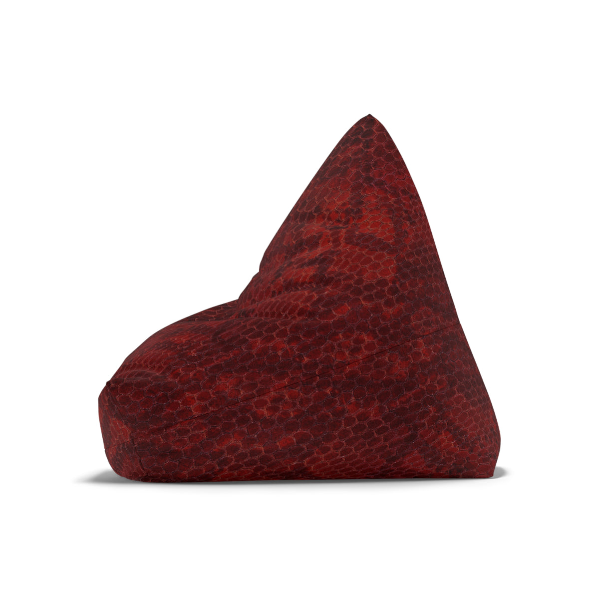 Red textured bean bag chair on a white background